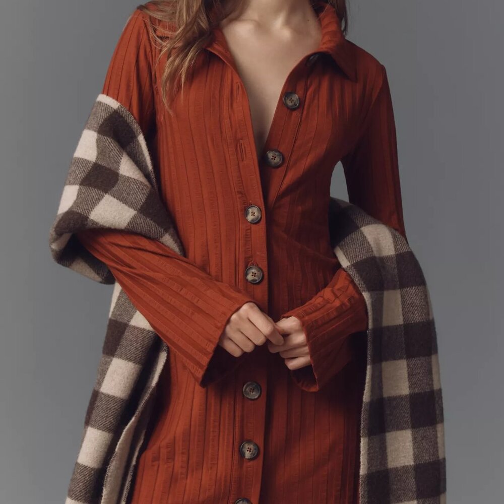 NWT Reformation Burnt Orange Sweater Mini Dress, Size XL